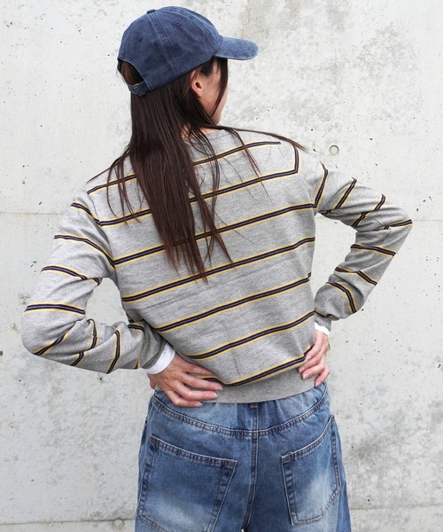 gossara（ゴサラ）の「ボーダークルーネックCD（カーディガン/ボレロ・レディース・ブラウン/グレー/アイボリー・FREE）」の9枚目の写真