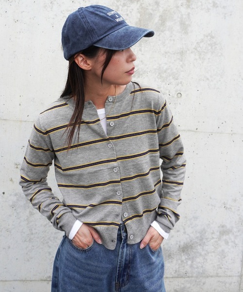 gossara（ゴサラ）の「ボーダークルーネックCD（カーディガン/ボレロ・レディース・ブラウン/グレー/アイボリー・FREE）」の6枚目の写真