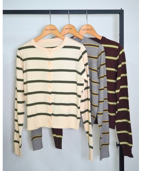 gossara（ゴサラ）の「ボーダークルーネックCD（カーディガン/ボレロ・レディース・ブラウン/グレー/アイボリー・FREE）」の17枚目の写真