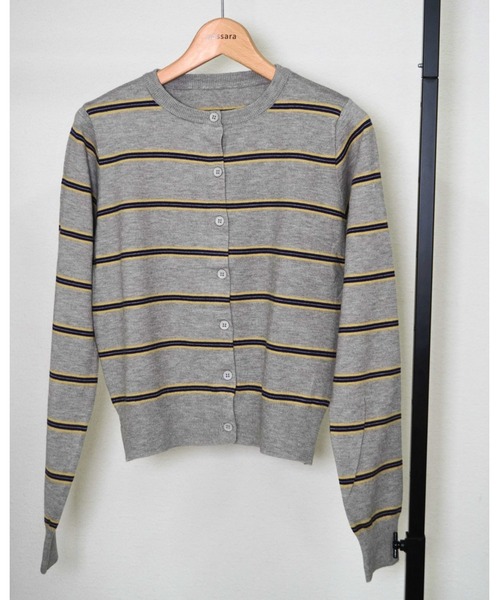 gossara（ゴサラ）の「ボーダークルーネックCD（カーディガン/ボレロ・レディース・ブラウン/グレー/アイボリー・FREE）」の20枚目の写真