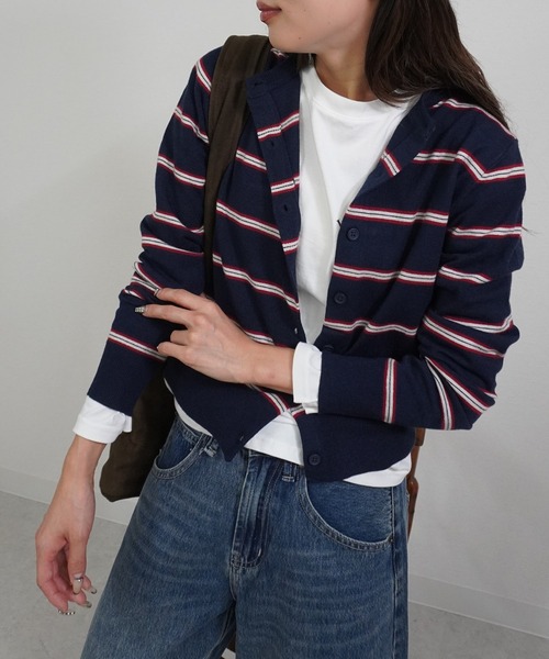 gossara（ゴサラ）の「ボーダークルーネックCD（カーディガン/ボレロ・レディース・ブラウン/グレー/アイボリー・FREE）」の22枚目の写真