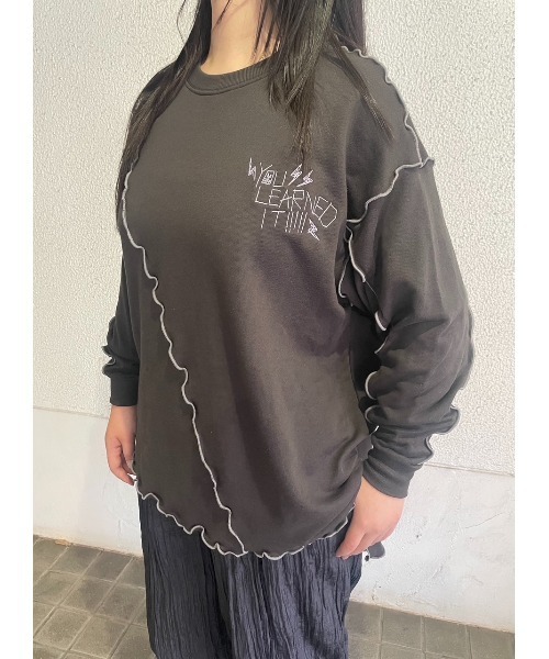 WORLD WIDE LOVE!(ワールドワイドラブ)の「TC裏毛メロートップス(スウェット・レディース・トップグレー/ブラック/カーキ・1)」の2枚目の写真