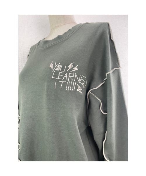 WORLD WIDE LOVE!(ワールドワイドラブ)の「TC裏毛メロートップス(スウェット・レディース・トップグレー/ブラック/カーキ・1)」の5枚目の写真