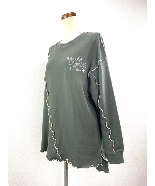 WORLD WIDE LOVE!(ワールドワイドラブ)の「TC裏毛メロートップス(スウェット・レディース・トップグレー/ブラック/カーキ・1)」の8枚目の写真