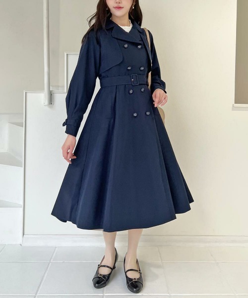 an another angelus（アンアナザーアンジェラス）の「【撥水加工】撥水トレンチコート/fint フィント（トレンチコート・レディース・ネイビー/ベージュ・FREE）」の4枚目の写真