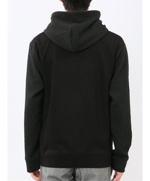 m.f.editorial（エムエフエディトリアル）の「【ストレッチ】m.f.エディトリアル メンズ ふくれジャガード 切替 長袖プルパーカー（パーカー・メンズ・ブラック/グレー系その他2・MEDIUM/LARGE/X-LARGE）」の7枚目の写真