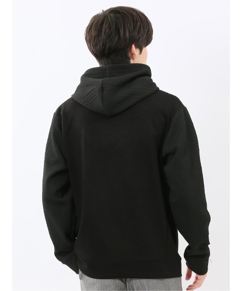 m.f.editorial（エムエフエディトリアル）の「【ストレッチ】m.f.エディトリアル メンズ ふくれジャガード 切替 長袖プルパーカー（パーカー・メンズ・ブラック/グレー系その他2・MEDIUM/LARGE/X-LARGE）」の11枚目の写真