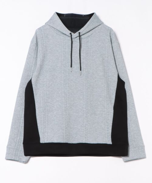 m.f.editorial（エムエフエディトリアル）の「【ストレッチ】m.f.エディトリアル メンズ ふくれジャガード 切替 長袖プルパーカー（パーカー・メンズ・ブラック/グレー系その他2・MEDIUM/LARGE/X-LARGE）」の14枚目の写真