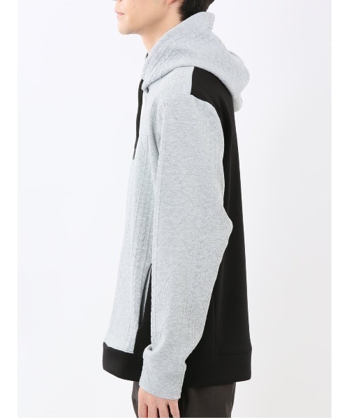 m.f.editorial（エムエフエディトリアル）の「【ストレッチ】m.f.エディトリアル メンズ ふくれジャガード 切替 長袖プルパーカー（パーカー・メンズ・ブラック/グレー系その他2・MEDIUM/LARGE/X-LARGE）」の16枚目の写真