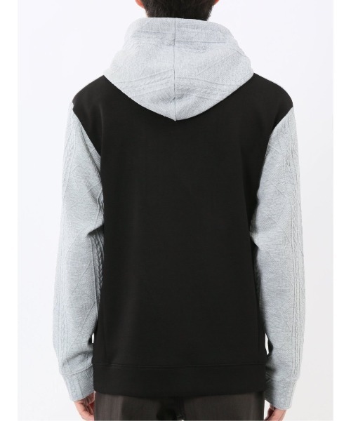 m.f.editorial（エムエフエディトリアル）の「【ストレッチ】m.f.エディトリアル メンズ ふくれジャガード 切替 長袖プルパーカー（パーカー・メンズ・ブラック/グレー系その他2・MEDIUM/LARGE/X-LARGE）」の17枚目の写真