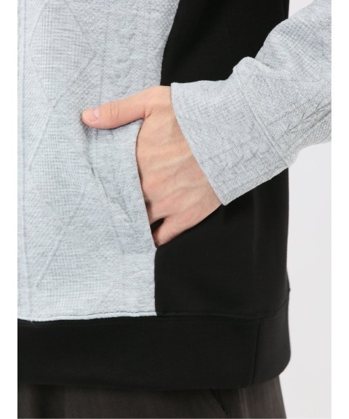 m.f.editorial（エムエフエディトリアル）の「【ストレッチ】m.f.エディトリアル メンズ ふくれジャガード 切替 長袖プルパーカー（パーカー・メンズ・ブラック/グレー系その他2・MEDIUM/LARGE/X-LARGE）」の19枚目の写真