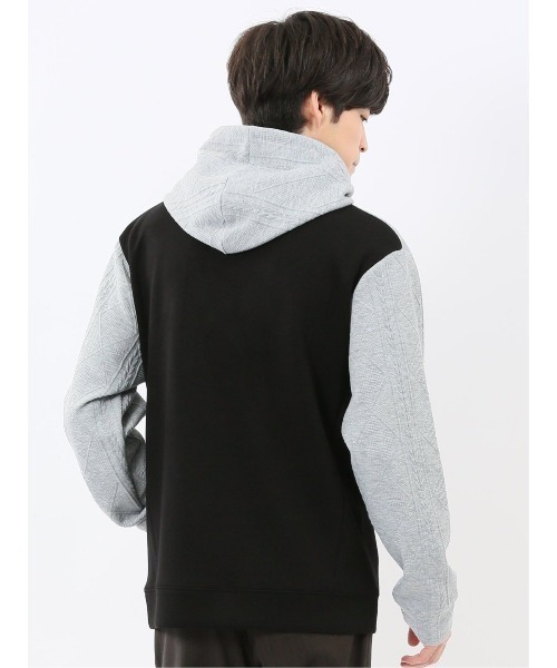 m.f.editorial（エムエフエディトリアル）の「【ストレッチ】m.f.エディトリアル メンズ ふくれジャガード 切替 長袖プルパーカー（パーカー・メンズ・ブラック/グレー系その他2・MEDIUM/LARGE/X-LARGE）」の21枚目の写真