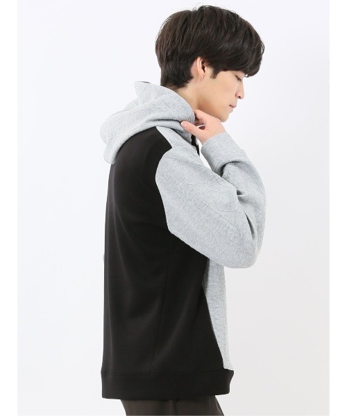 m.f.editorial（エムエフエディトリアル）の「【ストレッチ】m.f.エディトリアル メンズ ふくれジャガード 切替 長袖プルパーカー（パーカー・メンズ・ブラック/グレー系その他2・MEDIUM/LARGE/X-LARGE）」の22枚目の写真