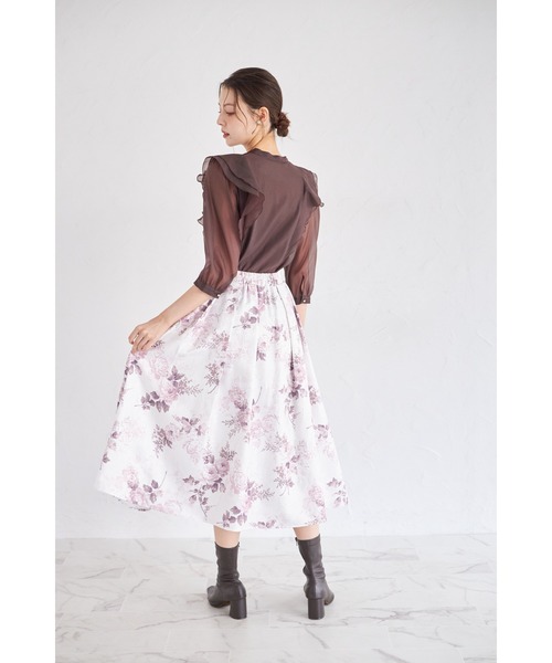 tocco closet(トッコ クローゼット)の「ラッフルフリルキーネック七分袖ブラウス(シャツ/ブラウス・レディース・オフホワイト/ブラウン/ピンク・M)」の13枚目の写真