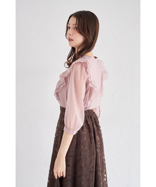 tocco closet(トッコ クローゼット)の「ラッフルフリルキーネック七分袖ブラウス(シャツ/ブラウス・レディース・オフホワイト/ブラウン/ピンク・M)」の20枚目の写真
