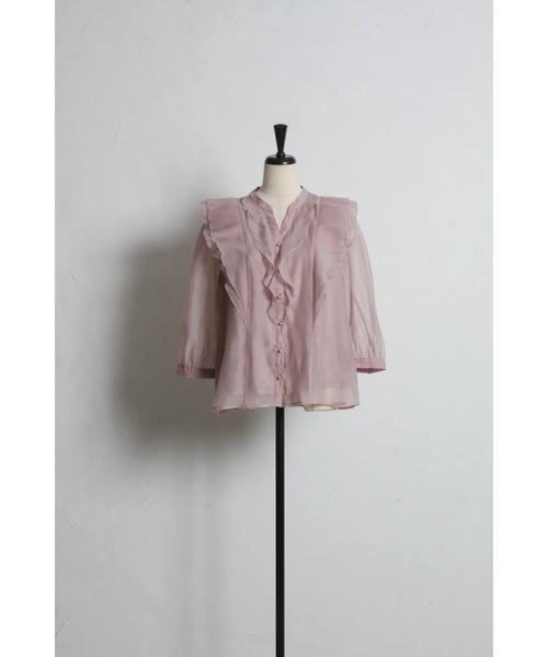 tocco closet(トッコ クローゼット)の「ラッフルフリルキーネック七分袖ブラウス(シャツ/ブラウス・レディース・オフホワイト/ブラウン/ピンク・M)」の19枚目の写真