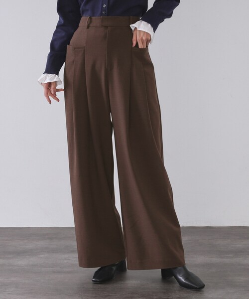 OPAQUE.CLIP（オペークドットクリップ）の「タックデザインワイドパンツ【洗濯機OK】（その他パンツ・レディース・ブラック/ブラウン系その他・36/38/40）」の2枚目の写真