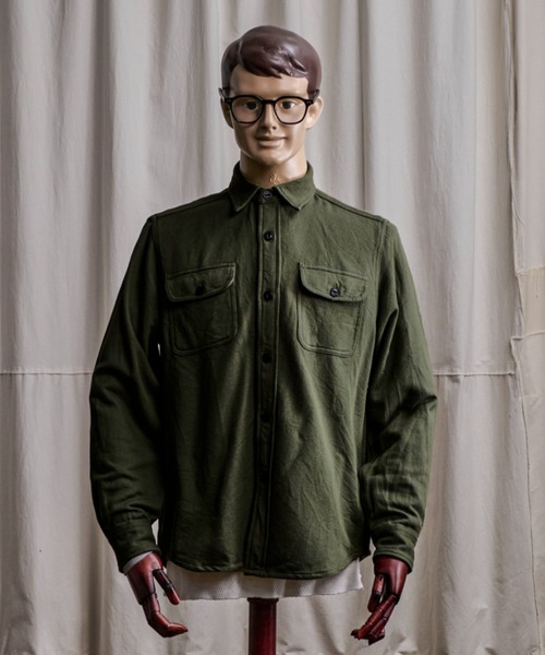 Coffee & Cigarettes(コーヒーアンドシガレッツ)の「10B12 Heavy Flannel One Wash Work Shirt / ヘビーネル ワンウォッシュ ワークシャツ(シャツ/ブラウス・メンズ・ブラック/ネイビー/カーキ・M/XL/L)」の2枚目の写真