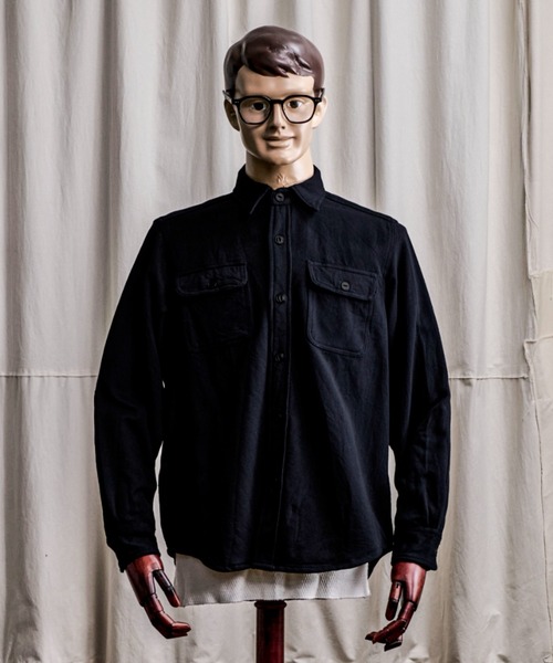 Coffee & Cigarettes(コーヒーアンドシガレッツ)の「10B12 Heavy Flannel One Wash Work Shirt / ヘビーネル ワンウォッシュ ワークシャツ(シャツ/ブラウス・メンズ・ブラック/ネイビー/カーキ・M/XL/L)」の1枚目の写真
