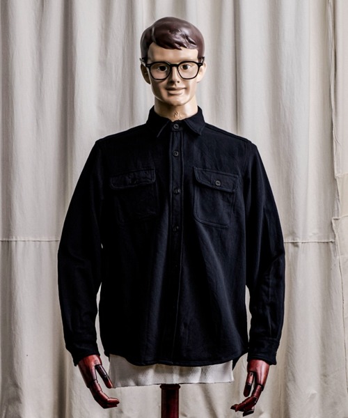 Coffee & Cigarettes(コーヒーアンドシガレッツ)の「10B12 Heavy Flannel One Wash Work Shirt / ヘビーネル ワンウォッシュ ワークシャツ(シャツ/ブラウス・メンズ・ブラック/ネイビー/カーキ・M/XL/L)」の7枚目の写真