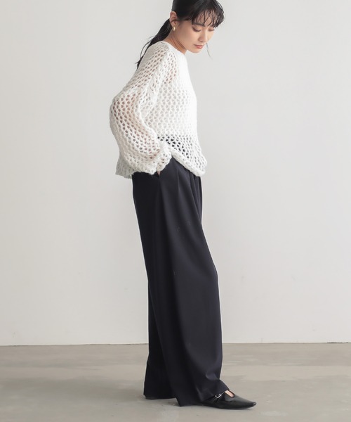 for/c(フォーシー)の「モヘアライクヘアリーメッシュニット【サスティナブル】(ニット/セーター・レディース・オフホワイト/グレー/ピンク・M/L)」の14枚目の写真