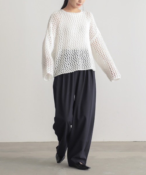 for/c(フォーシー)の「モヘアライクヘアリーメッシュニット【サスティナブル】(ニット/セーター・レディース・オフホワイト/グレー/ピンク・M/L)」の15枚目の写真
