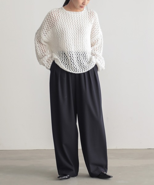 for/c(フォーシー)の「モヘアライクヘアリーメッシュニット【サスティナブル】(ニット/セーター・レディース・オフホワイト/グレー/ピンク・M/L)」の16枚目の写真