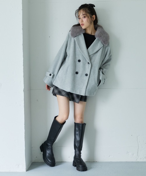 セール】ファーカラー付ウールミドルコート（ピーコート）｜archives