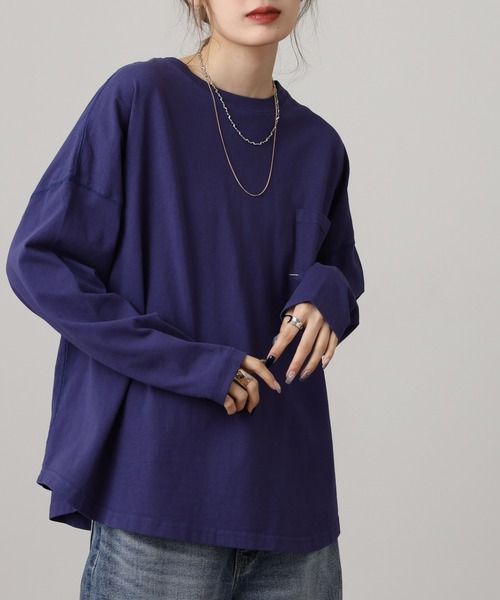 Arinomama(アリノママ)の「Arinomama ナンバリングPTオーバーロンT ピグメント加工(Tシャツ/カットソー・レディース・ブラック/カーキ/ネイビー・FREE)」の5枚目の写真