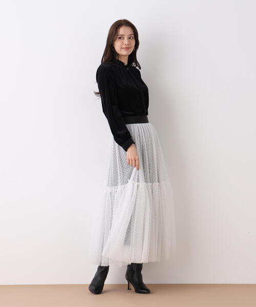 ◇ベルベットコンビギャザーブラウス（シャツ/ブラウス