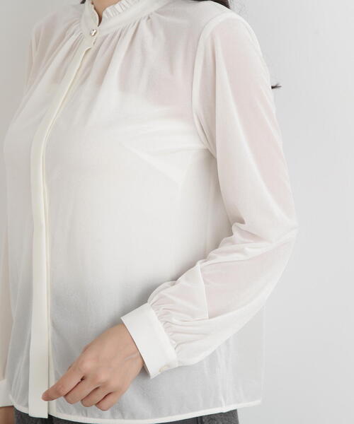 ◇ベルベットコンビギャザーブラウス（シャツ/ブラウス