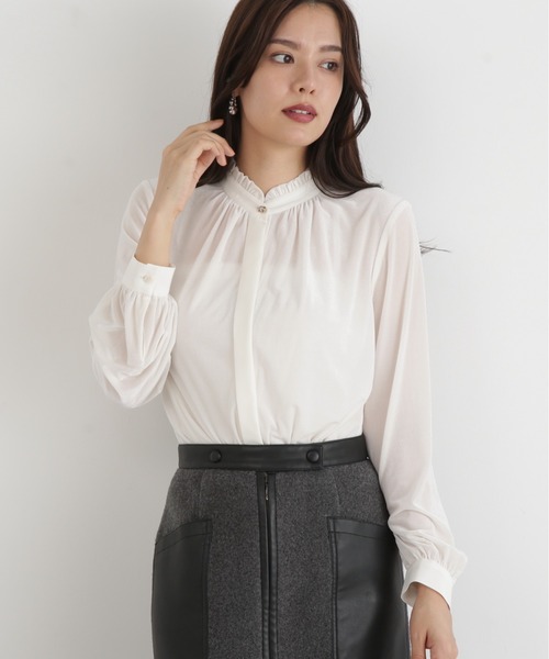 Pinky&Dianne ベルベットコンビギャザーブラウス　38 ◇ベルベットコンビギャザーブラウス（シャツ/ブラウス