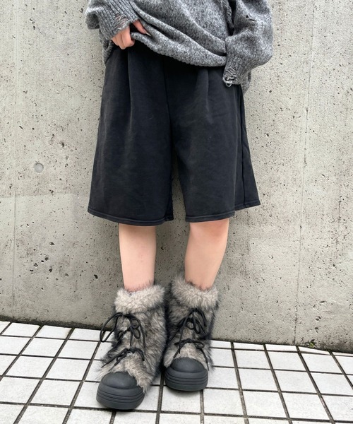 3.3 Field Trip （3.3フィールドトリップ）の「3.3 Field Trip／裏毛加工ハーフパンツ（スウェットパンツ・レディース・ブラック/グレー/ブラウン・FREE）」の16枚目の写真