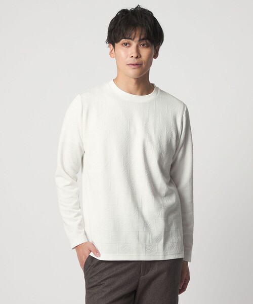 A DAY IN THE LIFE UNITED ARROWS(アデイインザライフユナイテッドアローズ)の「バウンシー タイル ジャガードカットソー<A DAY IN THE LIFE>(Tシャツ/カットソー・メンズ・ホワイト/ライトグレー/ブラック・L/S/M)」の4枚目の写真