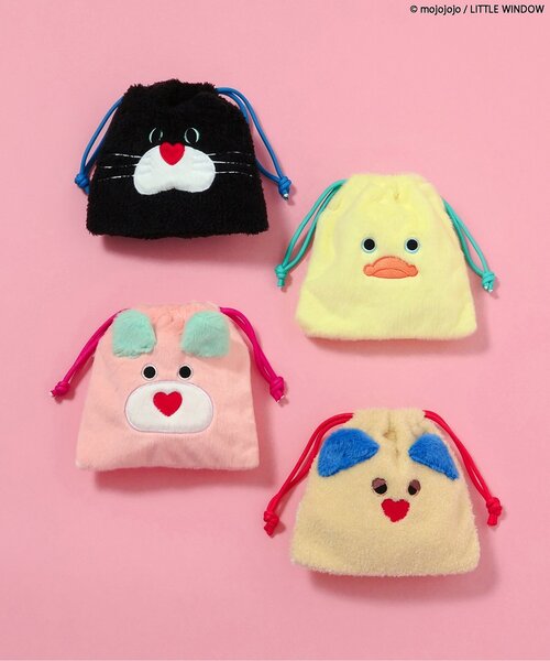 BREEZE（ブリーズ）の「mojojojoモチーフ巾着S（ポーチ・キッズ・ブラック/イエロー/ベージュ/ピンク・FREE）」の5枚目の写真