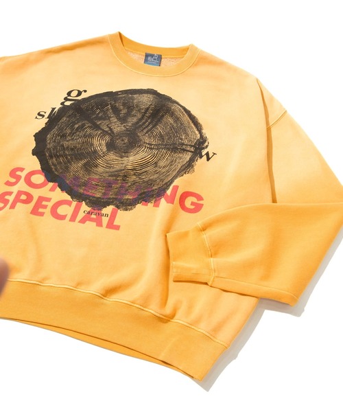 go slow caravan（ゴースローキャラバン）の「SALO裏起毛 グラデフェード BOX クルースウェット SOMETHING SP（スウェット・メンズ・イエロー/ブラック・MEDIUM/LARGE/X-LARGE）」の8枚目の写真