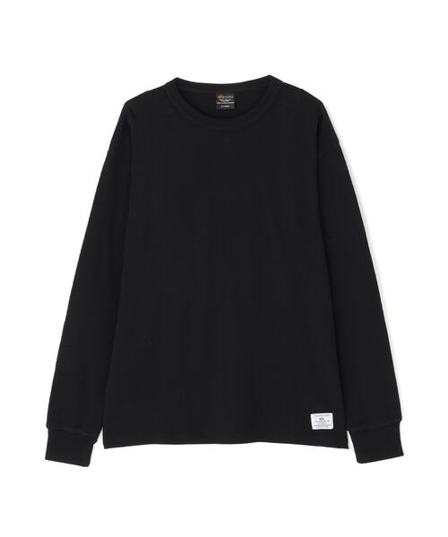 Alpha Industries(アルファインダストリーズ)の「【日本限定】Alpha Industries/アルファインダストリーズ/HONEYCOMB WAFFLE LS T-SHIRT/ハニカム ワッフル Tシャツ(Tシャツ/カットソー・メンズ・キナリ/ブラック/ホワイト系2・L/M/S/2XL/XL)」の3枚目の写真