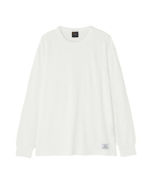 Alpha Industries（アルファインダストリーズ）の「Alpha Industries/アルファインダストリーズ/HONEYCOMB WAFFLE LS T-SHIRT/ハニカム ワッフル Tシャツ（Tシャツ/カットソー・メンズ・キナリ/ブラック/ホワイト系2・L/M/S/2XL/XL）」の2枚目の写真