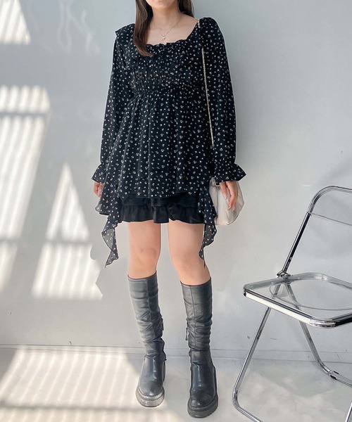 AS KNOW AS plus（アズノゥアズプラス）の「♪2WAY フリルとクラゲチュニック(スクエアネック・オフショルダー）（チュニック・レディース・ブラック系その他/ネイビー系/ブラウン系・FREE）」の18枚目の写真