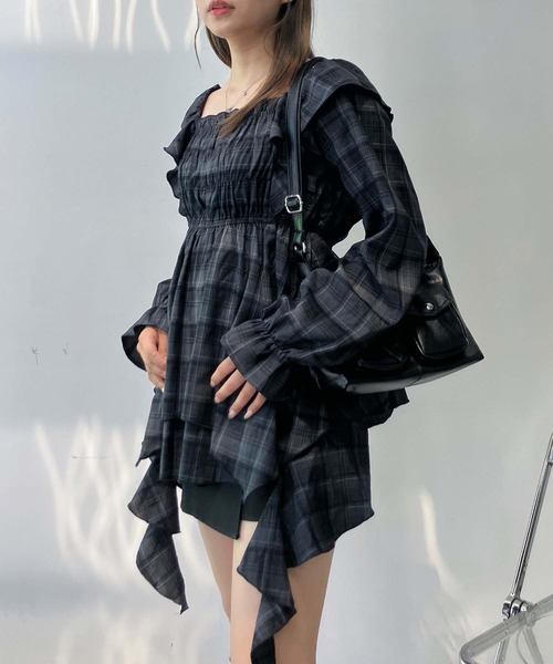 セール】♪2WAY フリルとクラゲチュニック(スクエアネック・オフ