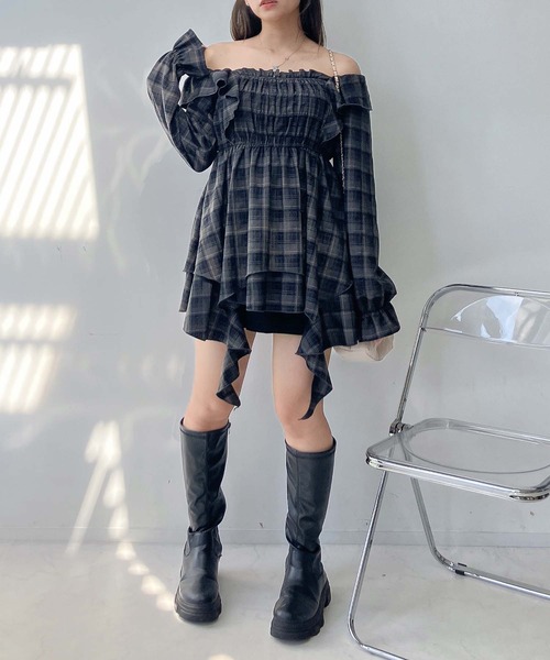 AS KNOW AS plus（アズノゥアズプラス）の「♪2WAY フリルとクラゲチュニック(スクエアネック・オフショルダー）（チュニック・レディース・ブラック系その他/ネイビー系/ブラウン系・FREE）」の12枚目の写真