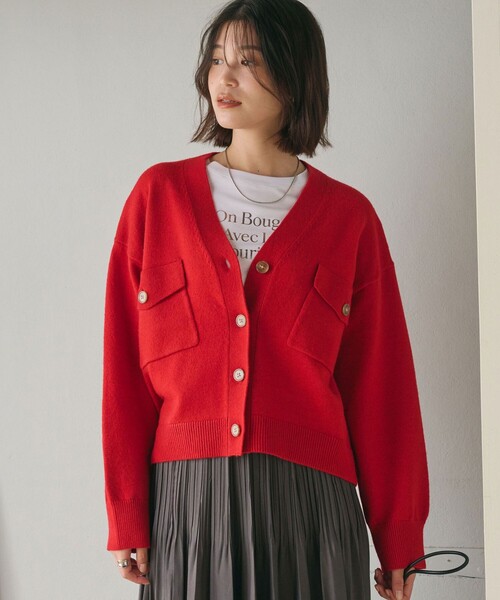WEB限定】＜at ease＞ダブルポケット ニット カーディガン