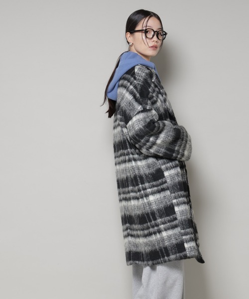 NANO universe（ナノユニバース）の「シャギーチェックコート（チェスターコート・レディース・ブラウン/ブラック・FREE）」の22枚目の写真