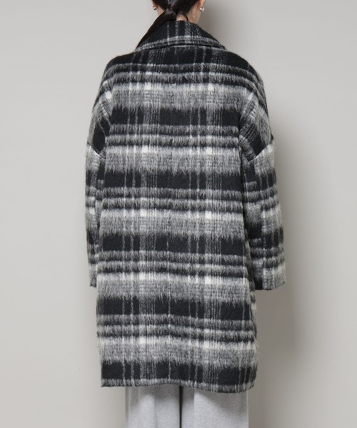 NANO universe（ナノユニバース）の「シャギーチェックコート（チェスターコート・レディース・ブラウン/ブラック・FREE）」の12枚目の写真