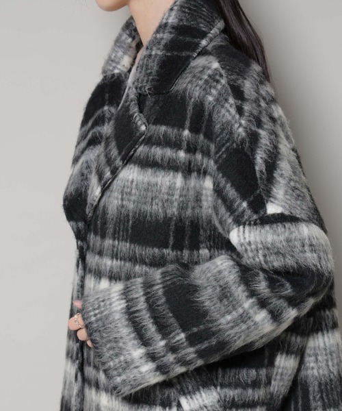 NANO universe（ナノユニバース）の「シャギーチェックコート（チェスターコート・レディース・ブラウン/ブラック・FREE）」の14枚目の写真