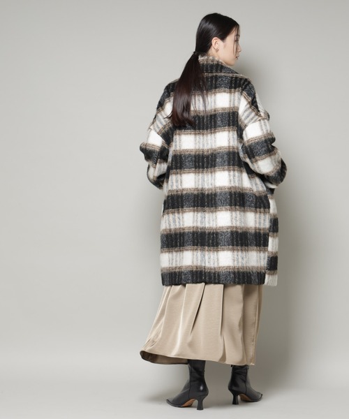 NANO universe（ナノユニバース）の「シャギーチェックコート（チェスターコート・レディース・ブラウン/ブラック・FREE）」の19枚目の写真