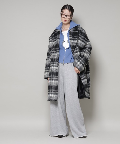 NANO universe（ナノユニバース）の「シャギーチェックコート（チェスターコート・レディース・ブラウン/ブラック・FREE）」の16枚目の写真