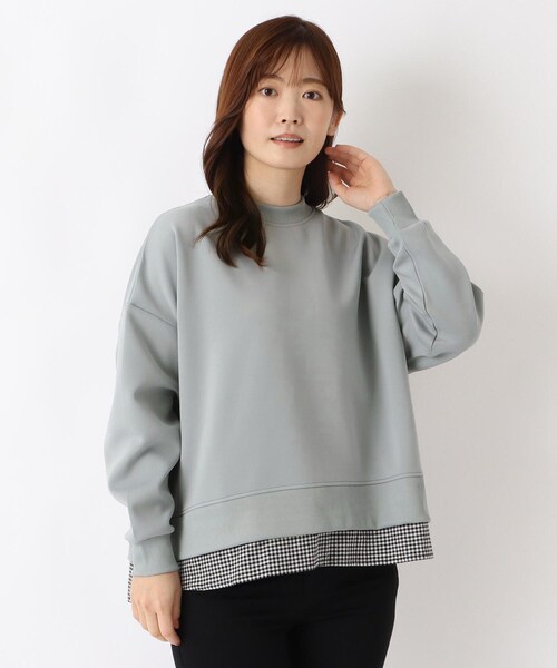 one'sterrace（ワンズテラス）の「レイヤード風ポンチプルオーバー（Tシャツ/カットソー・レディース・アイボリー系8/ブラウン系8/ブルー系その他7/ブラック系8・02）」の2枚目の写真