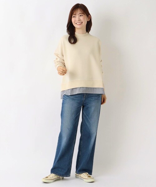 one'sterrace（ワンズテラス）の「レイヤード風ポンチプルオーバー（Tシャツ/カットソー・レディース・アイボリー系8/ブラウン系8/ブルー系その他7/ブラック系8・02）」の13枚目の写真