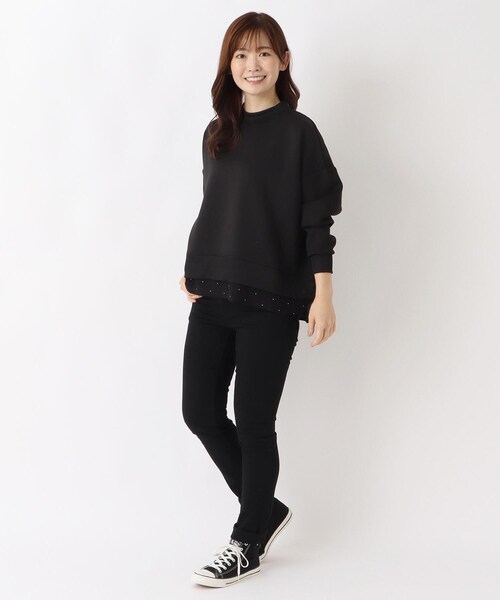 one'sterrace（ワンズテラス）の「レイヤード風ポンチプルオーバー（Tシャツ/カットソー・レディース・アイボリー系8/ブラウン系8/ブルー系その他7/ブラック系8・02）」の15枚目の写真